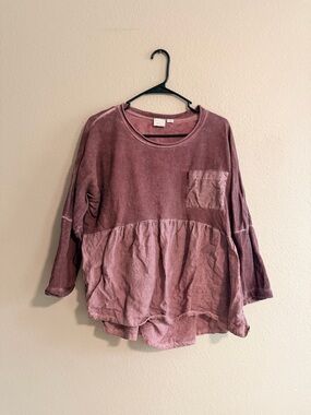 Anthropologie Postmark Peplum Linen Cotton Crewneck Sweater